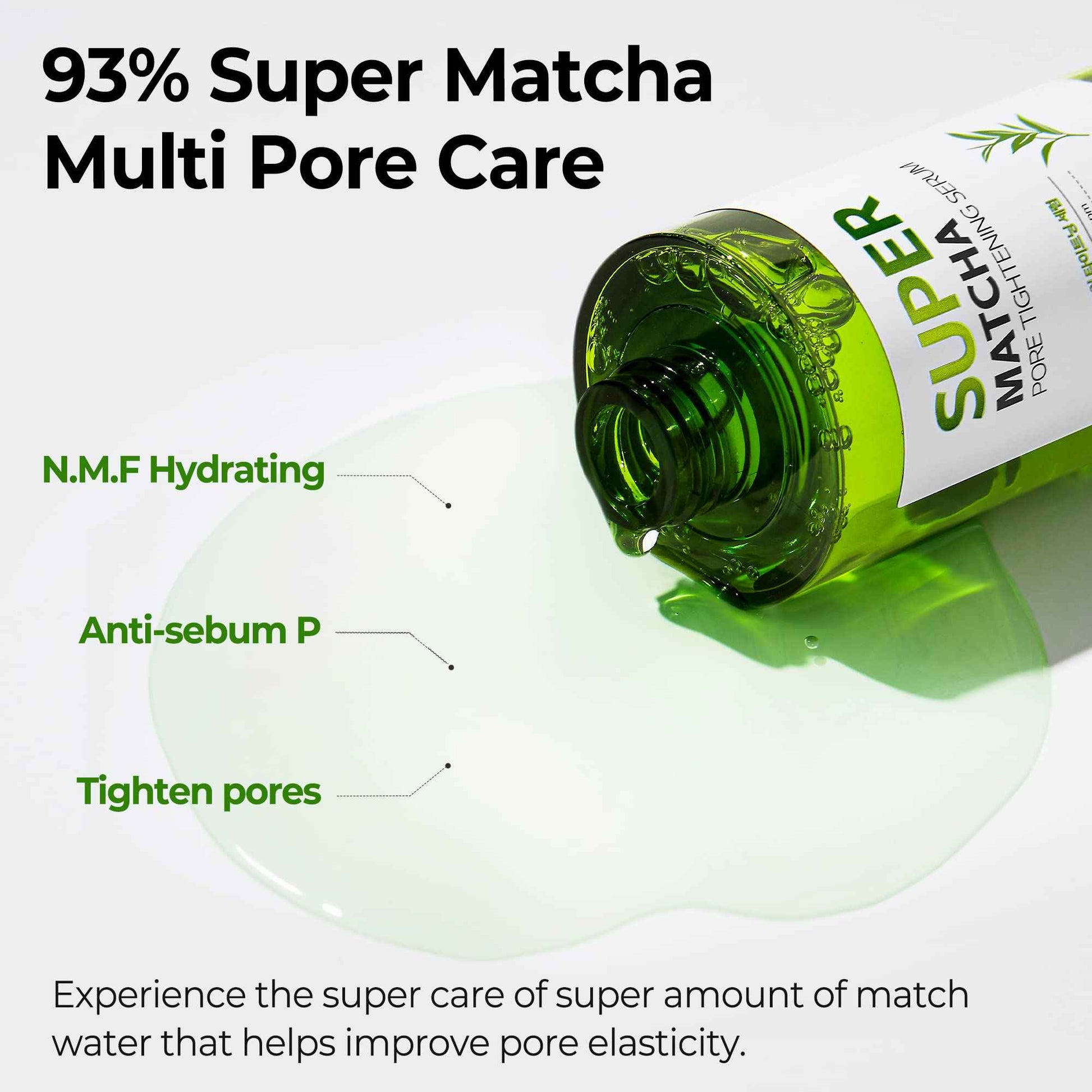 SOME BY MI Super Matcha Pore Tightening Serum - 1.69Oz, 50ml - Made from Match Water for Sensitive Skin - Skin Moisturizing and Purifying Effect - Blackheads, Sebum and Pore Care - Korean Skin Care