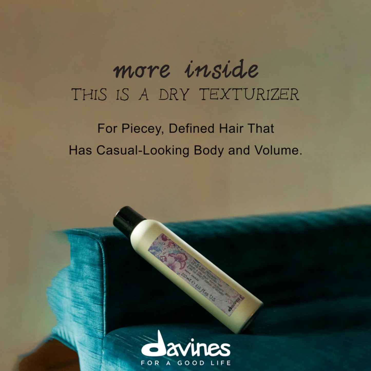 Davines Dry Texturizer Spray - Medium Hold Instant Volume & Texture | Refreshing & Reworkable, 8.45 Fl Oz