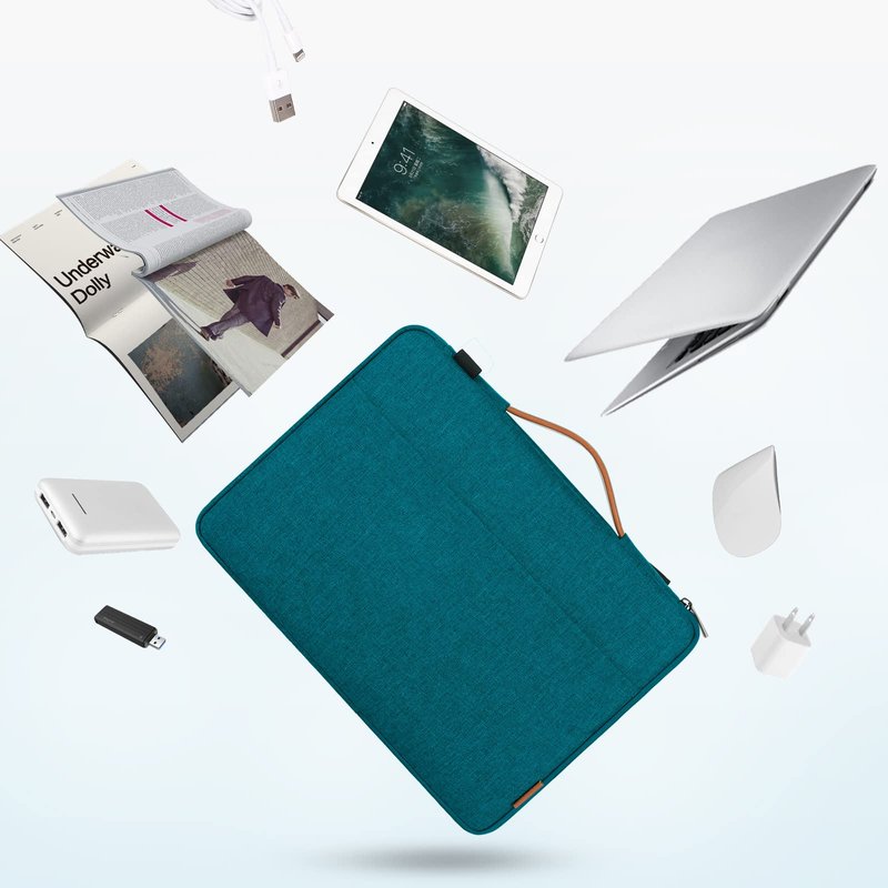 DOMISO 17 inch Laptop Sleeve Protective Case Cover Compatible with 17-17.3 inch HP Dell ASUS Lenovo Chromebook,Waterproof Computer Cases Bag with Shoulder Strap,Teal