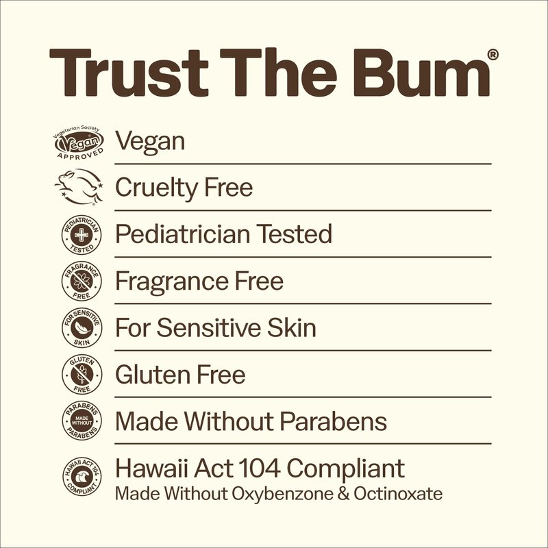 Baby Bum SPF 50 Sunscreen Lotion - Mineral UVA/UVB Face and Body Protection for Sensitive Skin - Hawaii 104 Act Compliant (Made without Octinoxate & Oxybenzone) - Fragrance Free - Travel Size - 3 oz