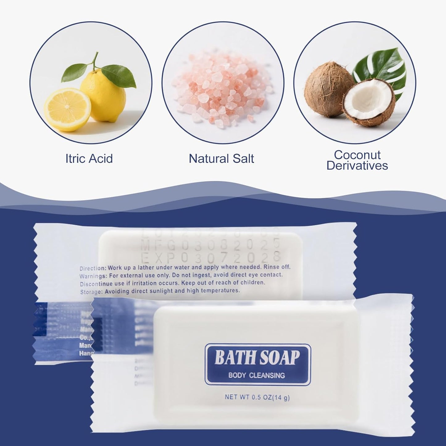 Travel Size Soap Bars - Individually Wrapped Mini Body & Face Soaps | 0.5 oz for Hotels & Charities (200 Count)
