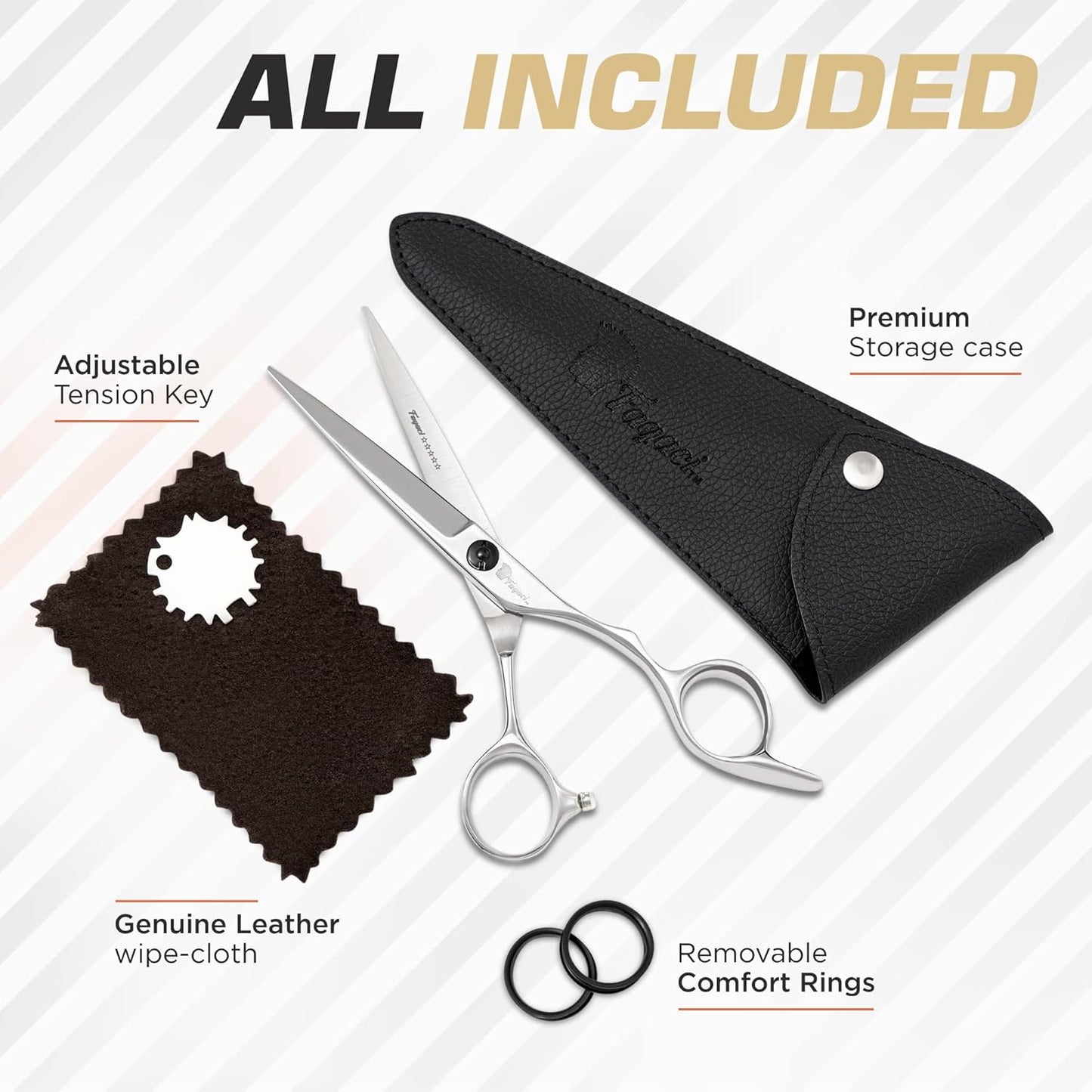 Professional Hair Cutting Scissors - 6” Sharp Blades for Precision | Barber Shears Set for Men & Women