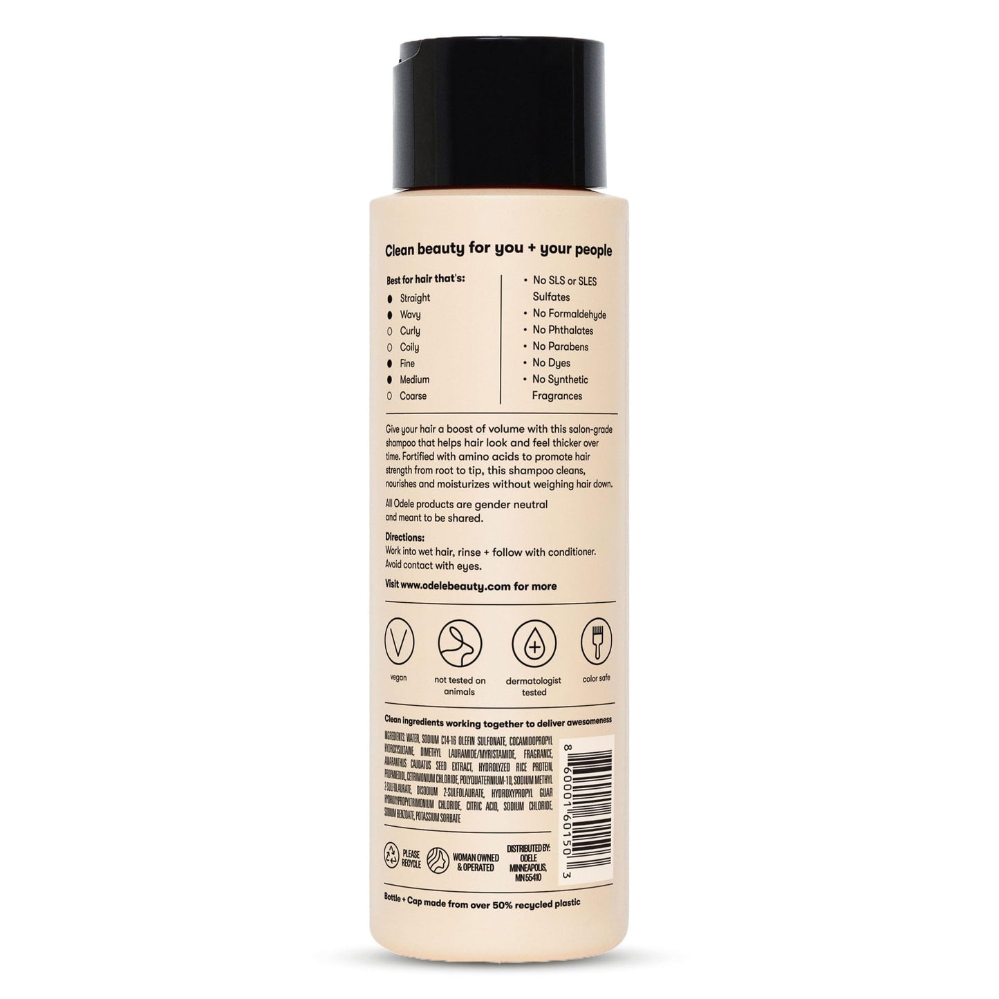 Odele Volumizing Sulfate-Free Shampoo for Lift & Fullness, 13 fl oz
