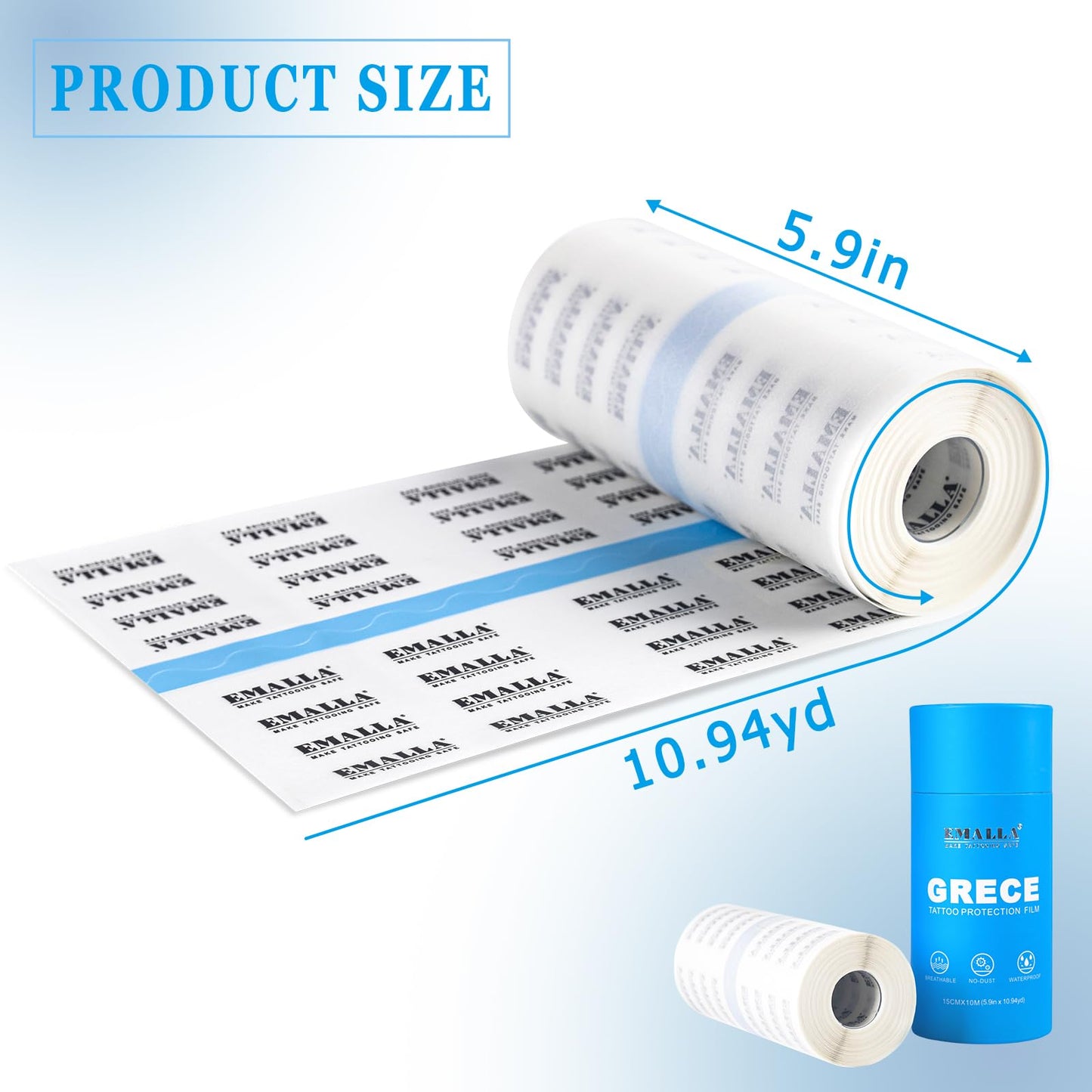 Tattoo Aftercare Bandage - 6in ×10yd Second Skin Tattoo Bandages Tattoo Cover Up Tape Waterproof Derm Shield Tattoo Wraps for Healing Tattoo Cover for Swimming Tattoo Protection Film（0.01mm）