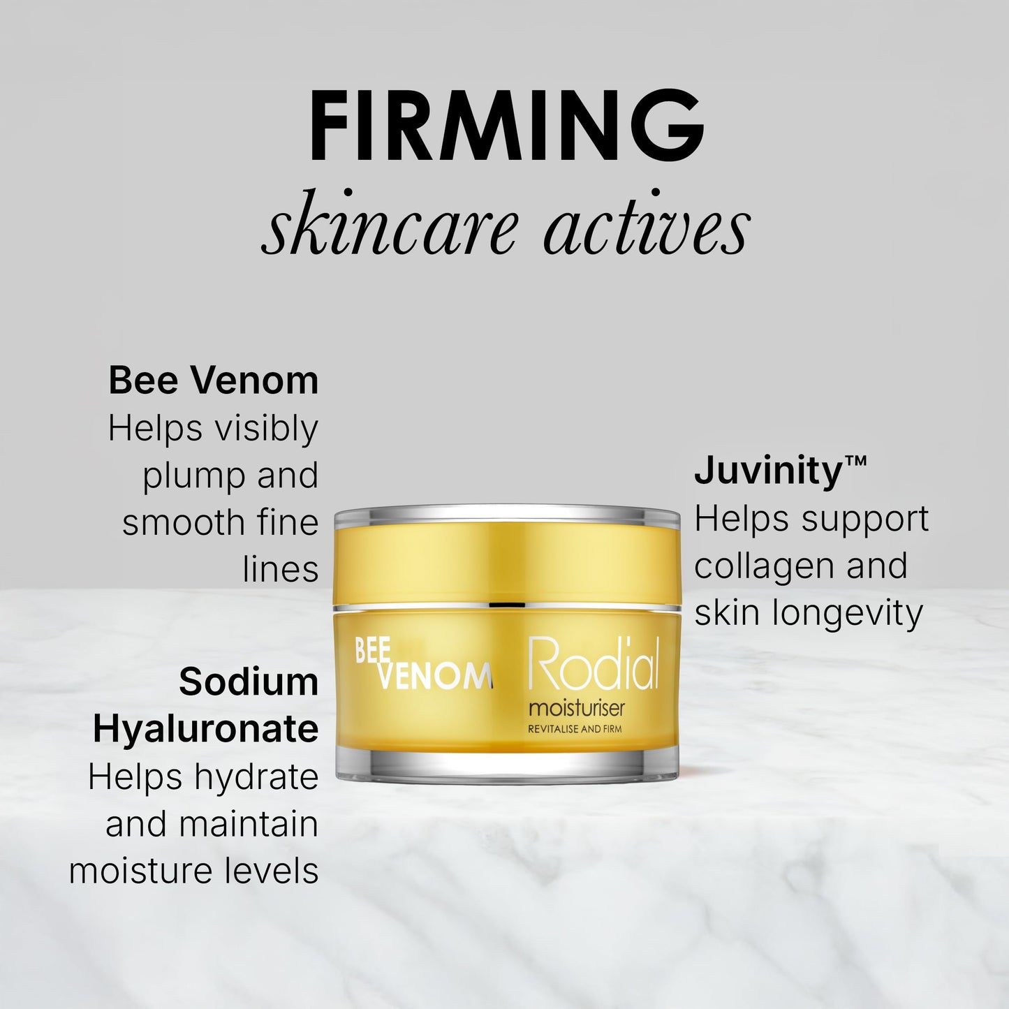 Rodial Bee Venom Facial Moisturiser 1.7 fl oz - Advanced Firming & Plumping Face Cream with Juvinity for Elasticity, Radiance & Long-Lasting Hydration