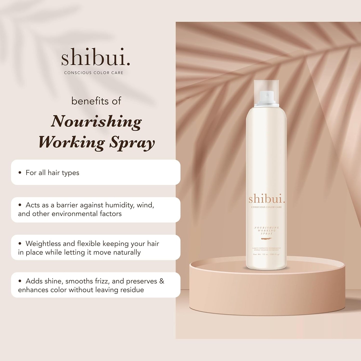 Shibui Nourishing Working Spray - Buildable Hold & Shine, Color-Safe, Vegan | 10 Fl Oz