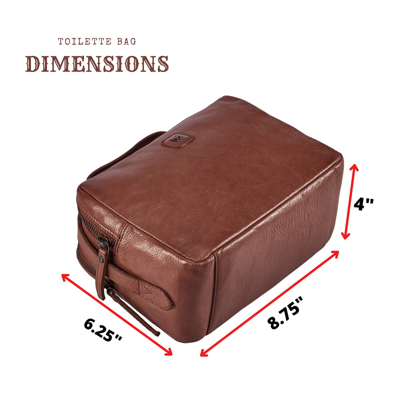 Wise Owl Accessories Real Leather Toiletry Bag Dopp Kit for Men Women Travel Shaving Pouch Organiser With Waterproof Lining Double Compartment Cosmetic Case Gift (Cognac)