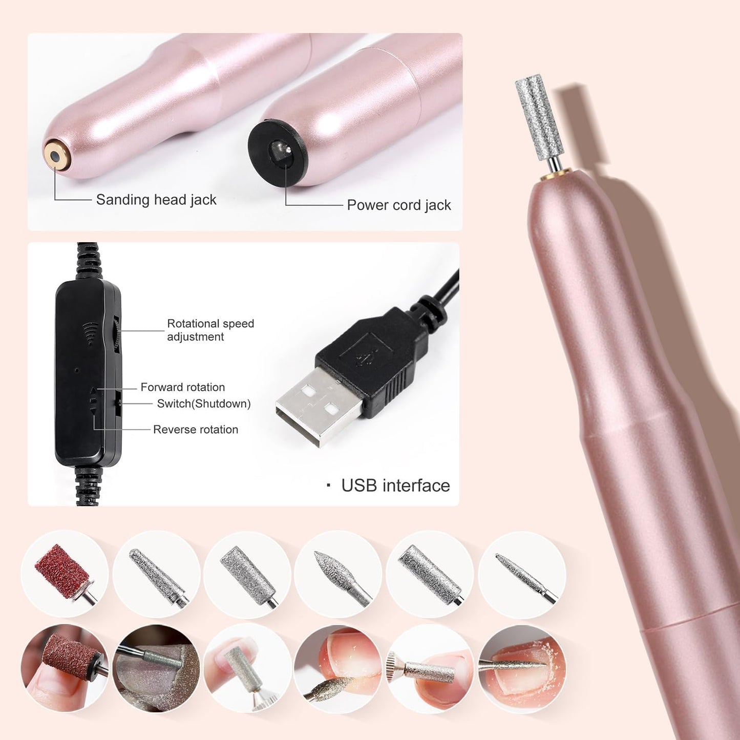 Acrylic Nail Kit with U V Lamp, Liquid Monomer and 6 Color Acrylic Powder