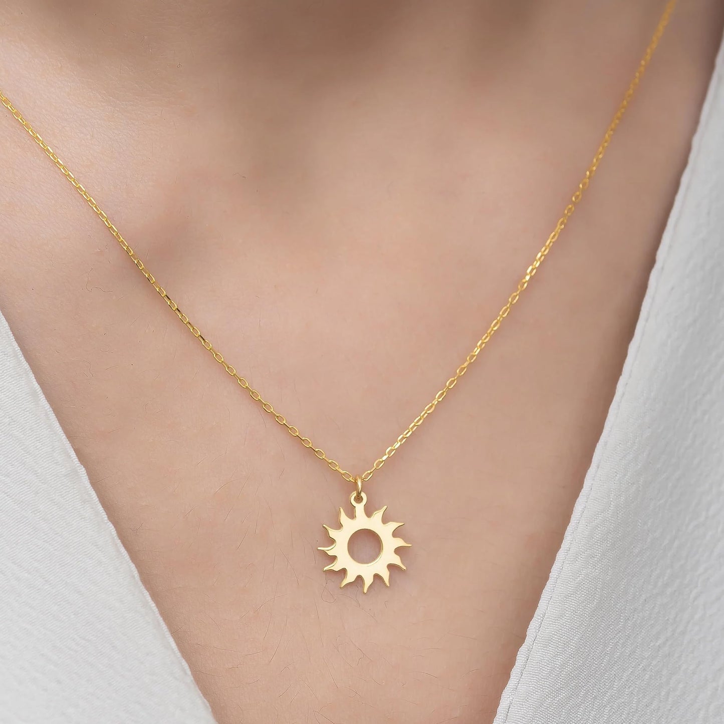 Ieftop Gold Necklace for Women - Dainty 14k Gold Plated Tiny Sun Choker Necklaces for Women Trendy Jewelry