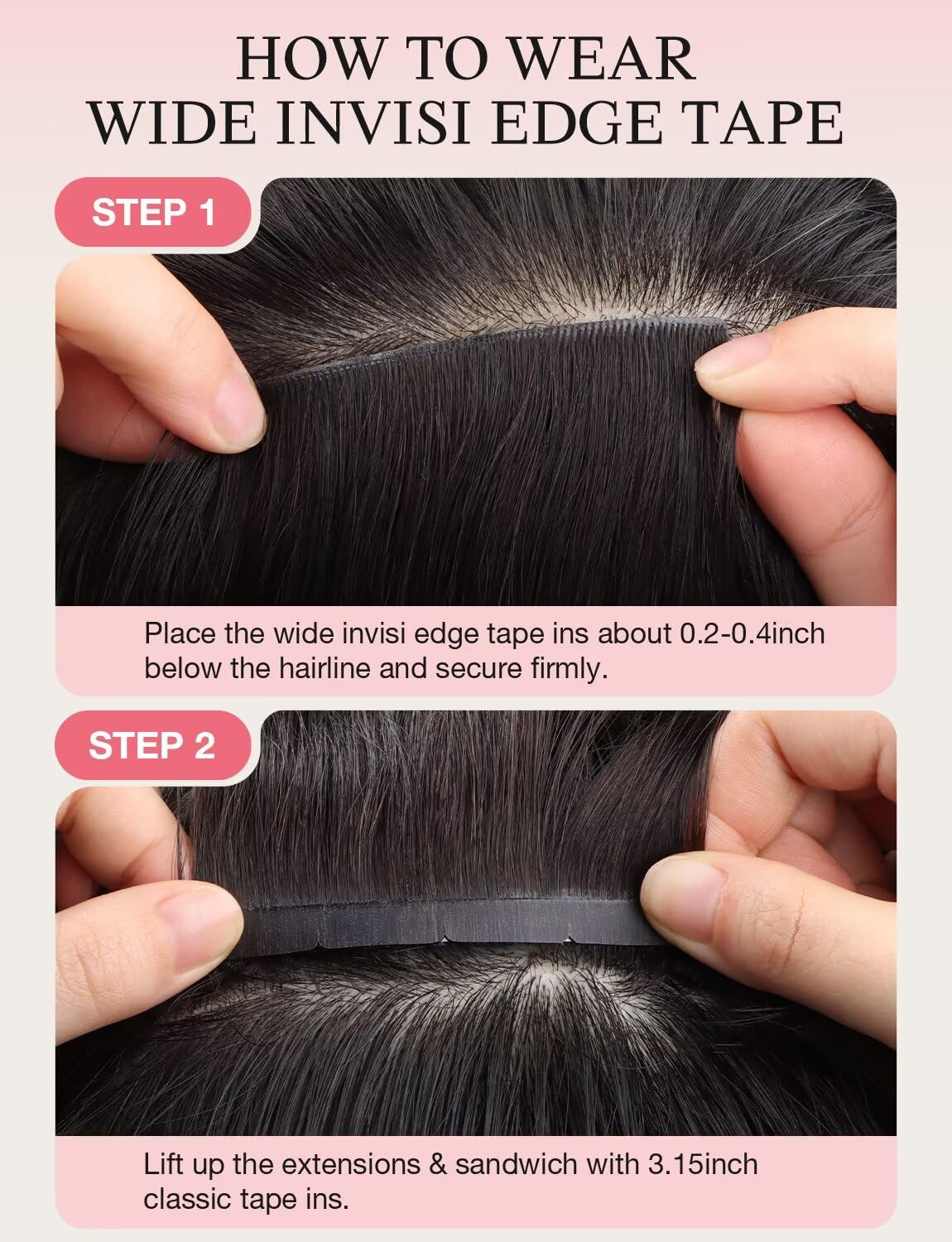 DOORES Invisi Edge Wide Tape in Human Hair Extensions, Dark Brown to Chestnut Brown 4PCS Injection Tape ins 20g 18 Inch, Injected 3 Inch Wide Extensions Straight for Thinning Hair