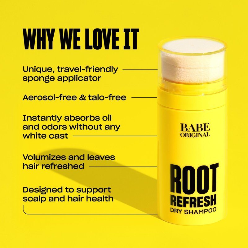 BABE ORIGINAL Root Refresh Dry Shampoo Powder for Clean & Volumized Hair| Instantly Absorb Oil & Odor | Aerosol-Free & Talc-Free | Travel-Friendly | Nourish Scalp with Aloe Vera, Caffeine & Arrowroot