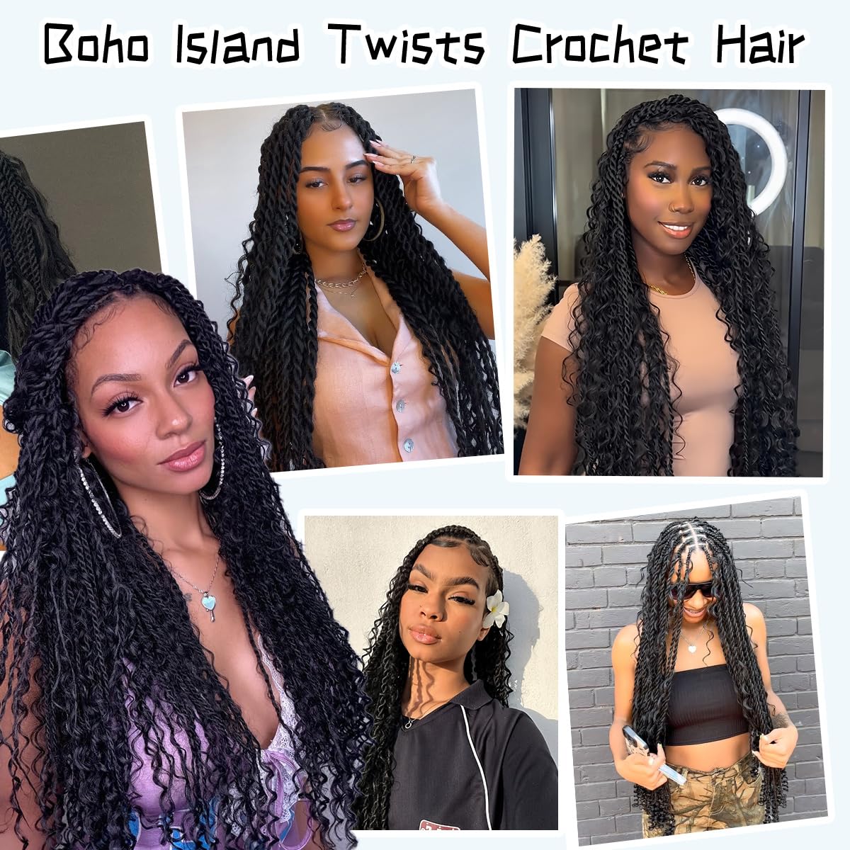 Senegalese Twist Crochet Hair - 18 Inch Natural Black Boho Braids | Curly Ends (9 Packs)