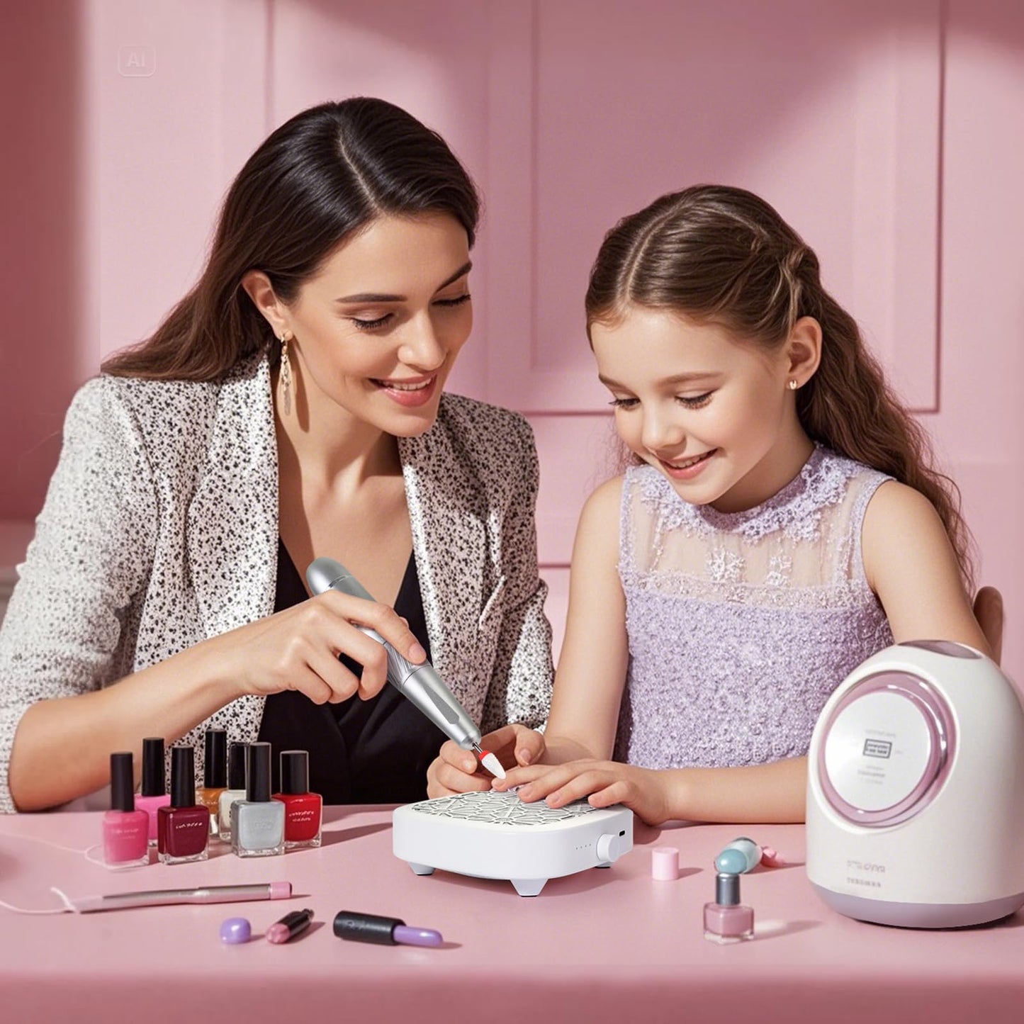 CHRISTINE SHELLY Nail Dust Collector, Cordless Dust Collector Nail Tech, Compact Powerful 6000RPM Nail Vacuum Fan Rechargeable Dust Extractor for Acrylic Gel Polish Manicure Pedicure for Home, White