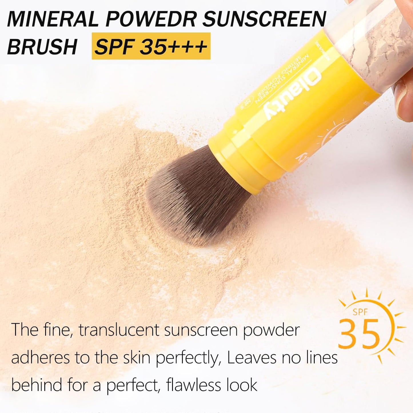 Mineral Powder Sunscreen for Face & Scalp, SPF 35 Brush on Sunscreen Setting Powder, Matte Oil Control Hair Sunscreen Face Powder, Lasting Lightweight Breathable Travel Essentials (#02 Medium)