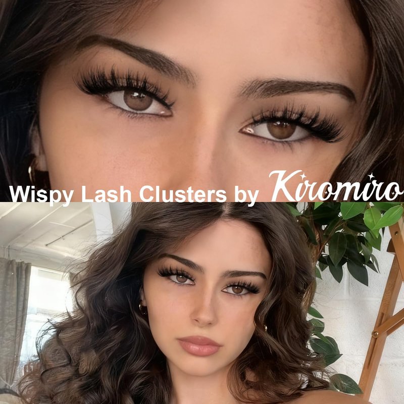 Kiromiro Lash Clusters Wispy Clusters Eyelash Extensions 10-20mm Fluffy Individual Lashes Extension DIY CC Curl Cluster Lashes Volume Eyelash Clusters