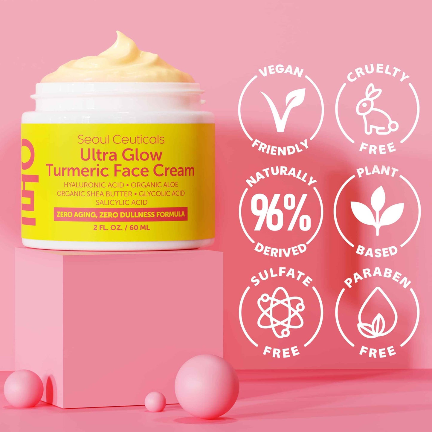 SeoulCeuticals Korean Skin Care Turmeric Cream – Face Moisturizer for Dull Dry Skin - Korean Skincare K Beauty for Glass Skin 2oz