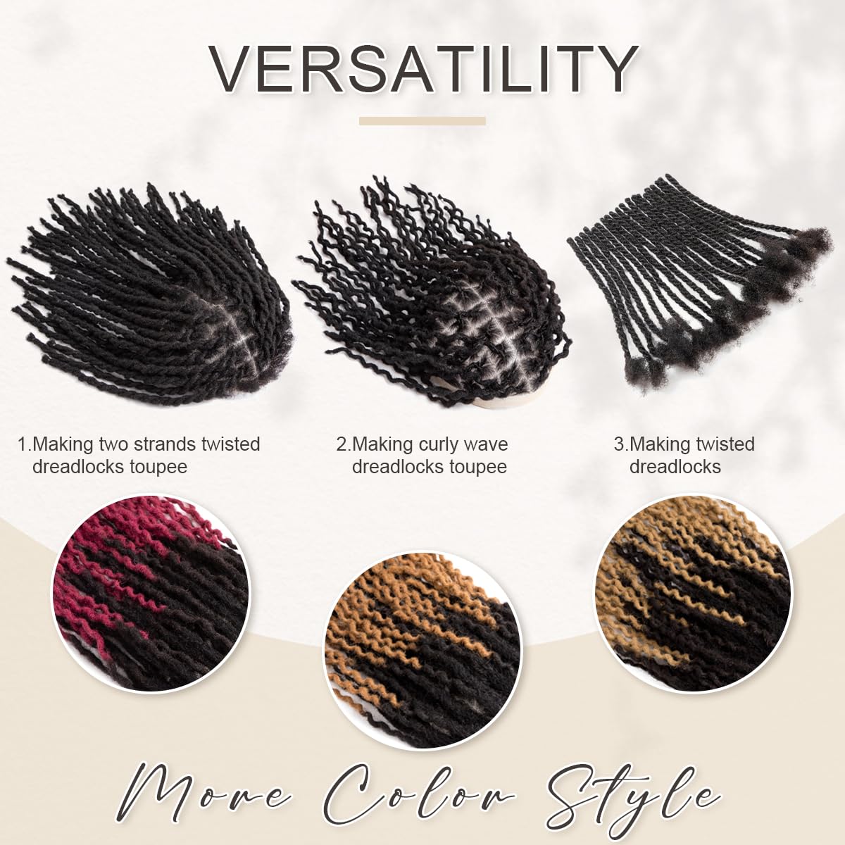 DAIXI Curly Wave Loc Extensions Human Hair, 100% Real Human Hair Dreadlock Extensions for Man/Women Handmade Permanent Dread Extensions Can Be Dyed Bleached Twisted (0.4cm, 1B, 6 Inch 20 Strands)