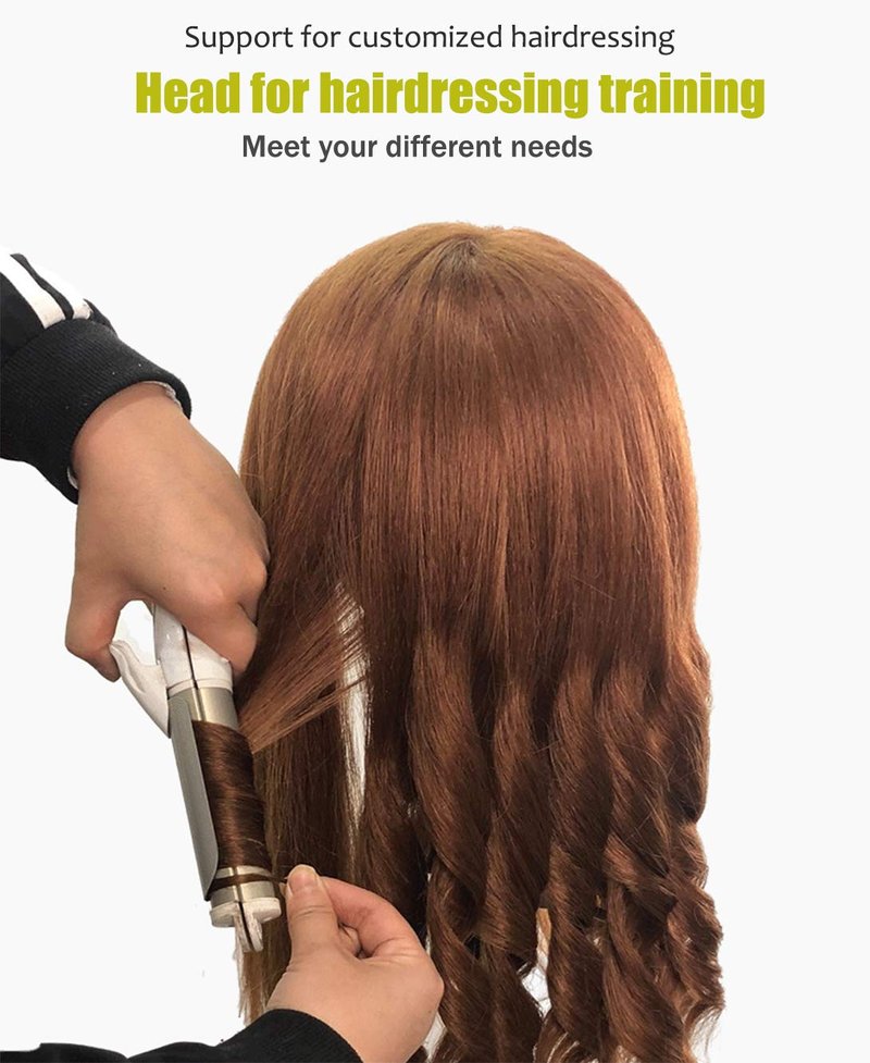 Mannequin Head with 100% Human Hair, SZCY LLC 18" Dark Brown Real Hair Cosmetology Mannequin Head Hair Styling Hairdressing Practice Training Doll Heads with Clamp Holder