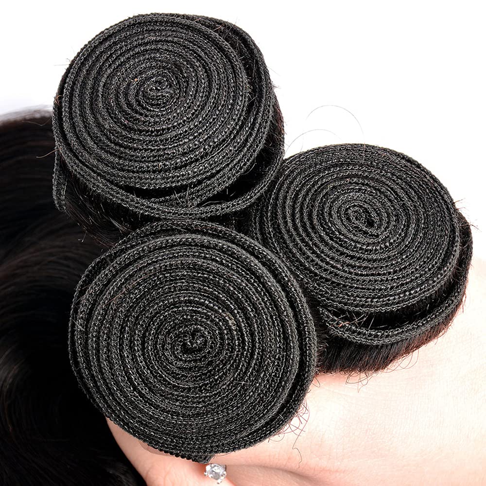 Natural Black Straight Bundles Human Hair Unprocessed Virgin 3 Bundles 16 18 20 Inch Straight Bundle Human Hair Extensions 50 Gram Per Bundle