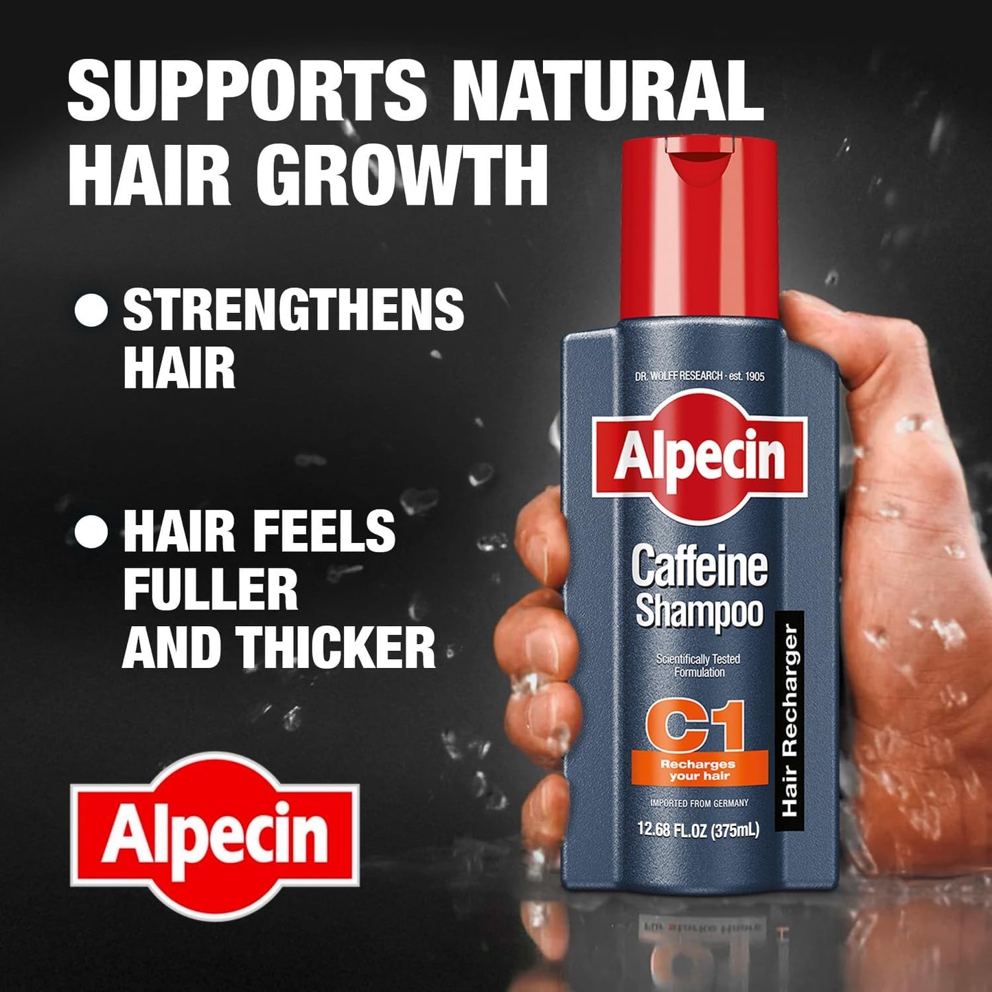 Alpecin C1 Caffeine Shampoo 12.68 fl oz I Hair Performance Enhancer I Promotes Natural Hair Growth and Thickness I Energizes Scalp