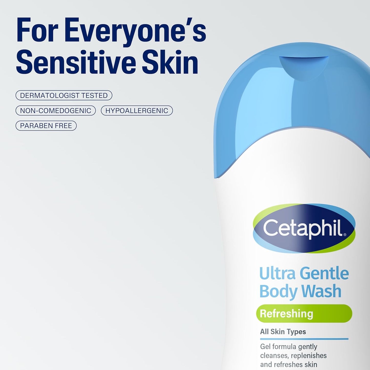 Cetaphil Ultra Gentle Body Wash - Refreshing Scent for Sensitive Skin | 16.9oz, Pack of 3 with Aloe Vera & Vitamin B5