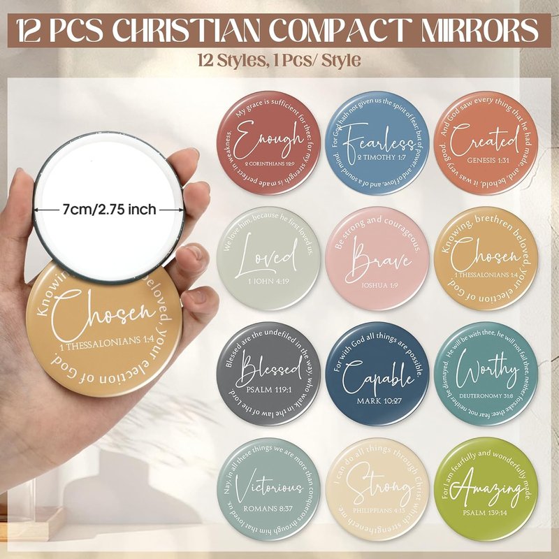 Christian Mother's Day Gifts - 12 Sets Religious Makeup Bags & Mirrors | Inspirational for Nurses, Teachers, & Church Groups