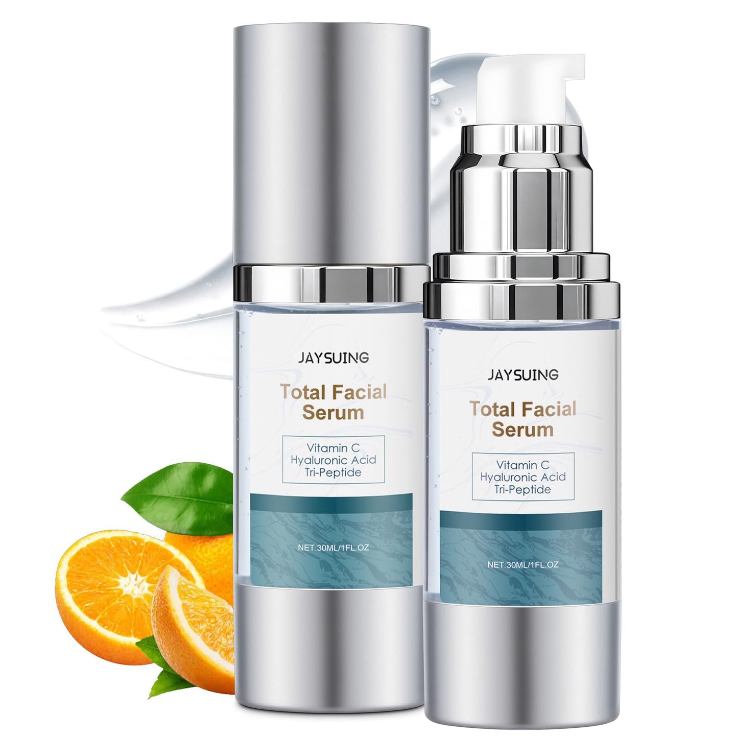 Vitamin C Serum for Face with Hyaluronic Acid & Peptides, Anti Aging Serum to Reduce Wrinkles & Dark Spots, Brightening Treatment for Women & Men, Pack of 2