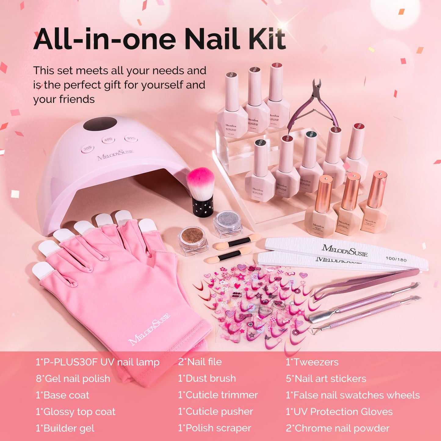MelodySusie Gel Nail Polish Kit with UV Light P-PLUS30F