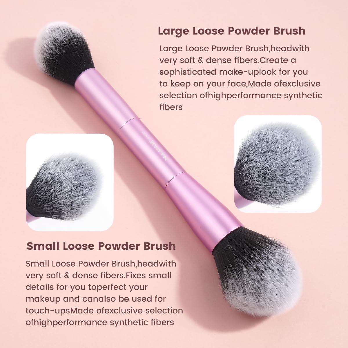 MAANGE 20 PCS Foundation Makeup Brush Set, Double-ended Kabuki Contour Brush for Liquid Powder Concealer Blending Blush Buffing Makeup Tools (Pink)