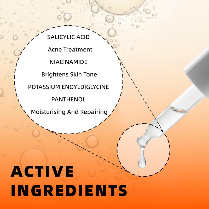 HKY Acne Serum, Salicylic Acid (BHA) + PHA + PAD, Redness Relief in 90 Mins, OTC Formula with Rice Ferment & Centella & Niacinamide, Pore Minimizer & Post-Acne Mark Treatment, Acne-Prone Skin [20ml]