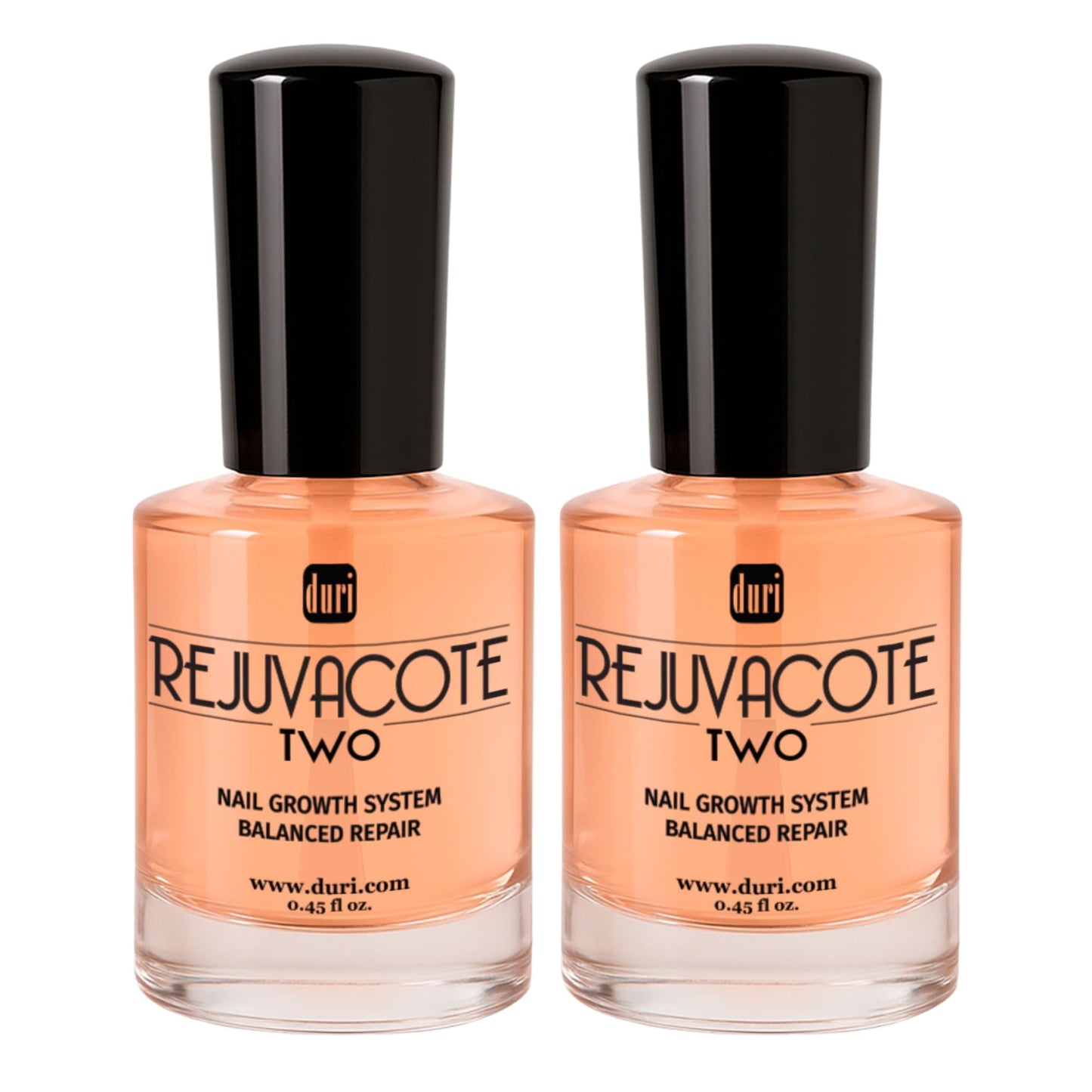 Duri Rejuvacote 2 Nail Growth Base and Top Coat, Balanced Repair - Nail Hardener for peeling, thin, or fragile nails (Pack of 2)