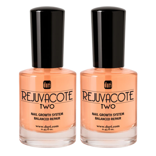 Duri Rejuvacote 2 Nail Growth Base and Top Coat, Balanced Repair - Nail Hardener for peeling, thin, or fragile nails (Pack of 2)