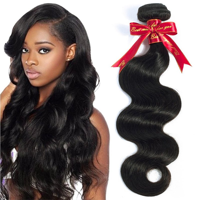 Brazilian Body Wave Virgin Hair Extensions - 7A Grade Unprocessed Natural Black | 12 Inch Bundle