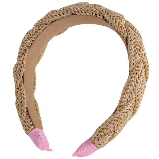 Lilly Pulitzer Braided Raffia Headband with Pink Trim