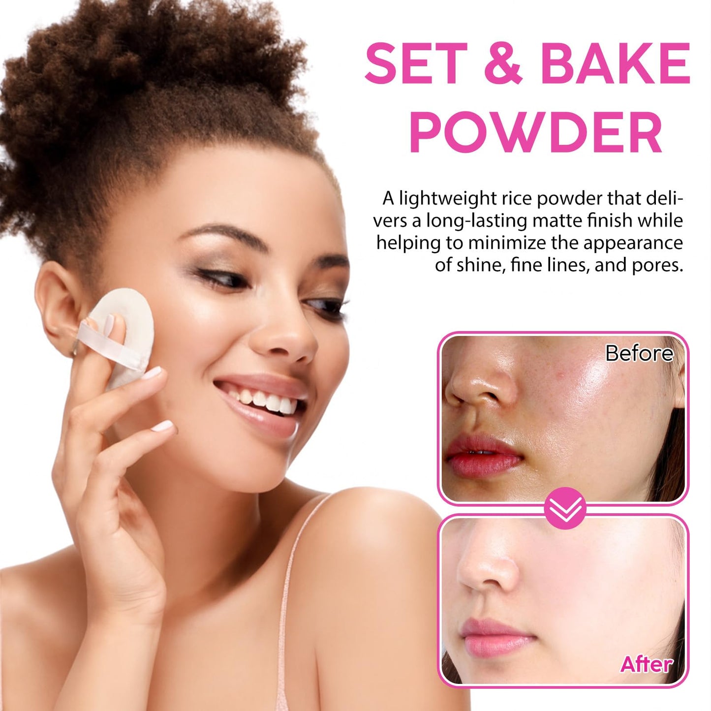 Setting Powder for Makeup, Extra Fluffy Loose Face Powder Poof, Soft Natural Face Makeup for Uneven Skin Tone, Blendable Oil Free Powder Foundation,Talc Free,Vegan,Cruelty-Free, 24g (#2 Natural Color)