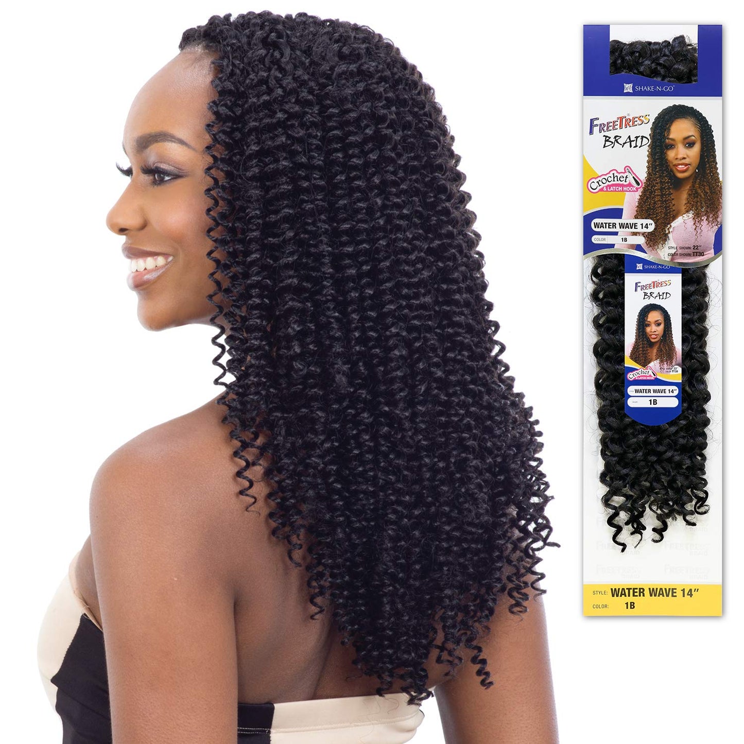 MULTI PACK DEALS! FreeTress Crochet Braids Water wave 14" (3-PACK, 1B)