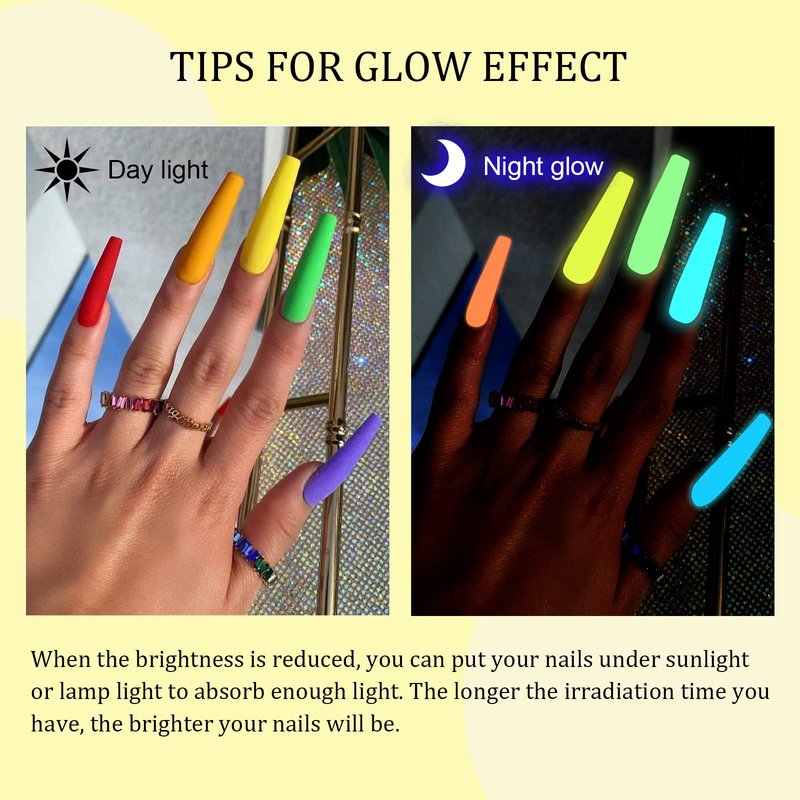 SAVILAND Glows in The Dark Nail Polish Set 24 Holiday Brighrly Colors Luminous Quicking-drying U V Neon Gel Nail Polish Set Reflective Glow Effect Full Coverage Easy to Use Gel Polish Holiday Gifts
