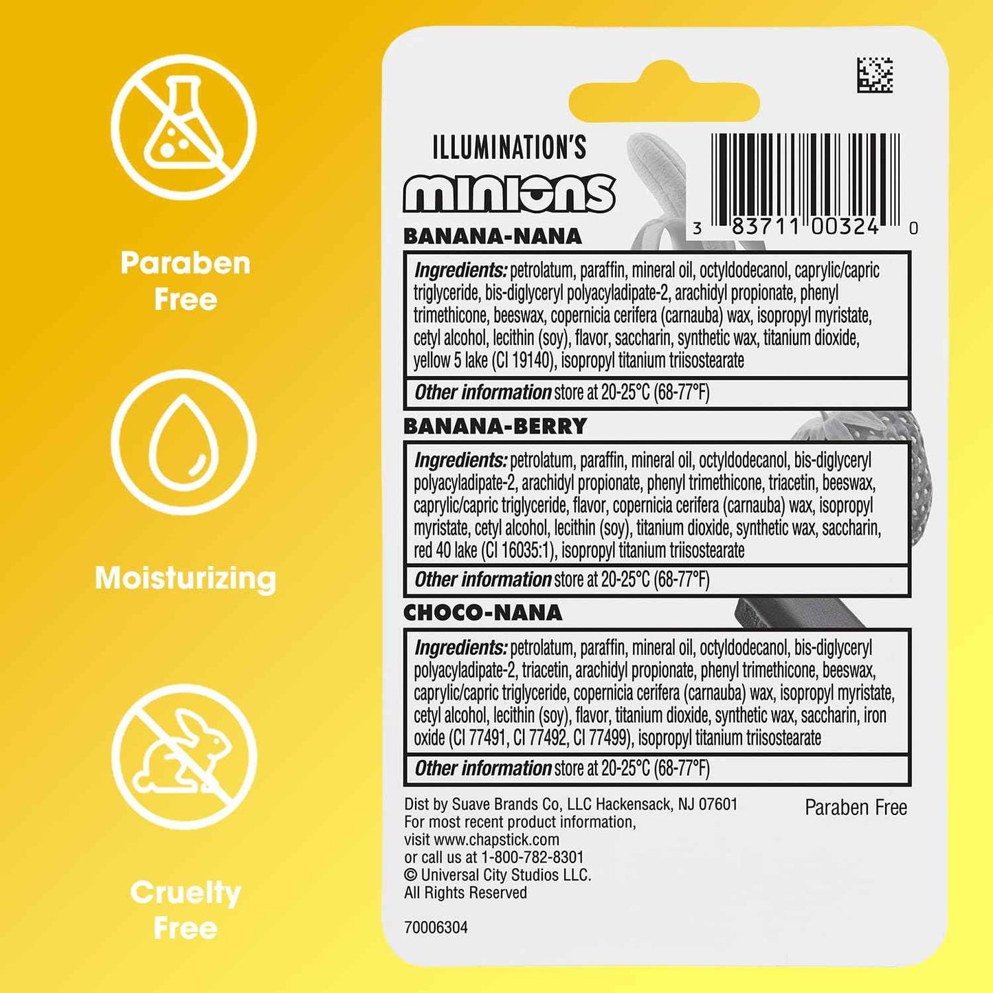 ChapStick Lip Balm, Minions Banana Variety Packs (12 Sticks), Party Favors for Kids, 0.15 Oz Ea