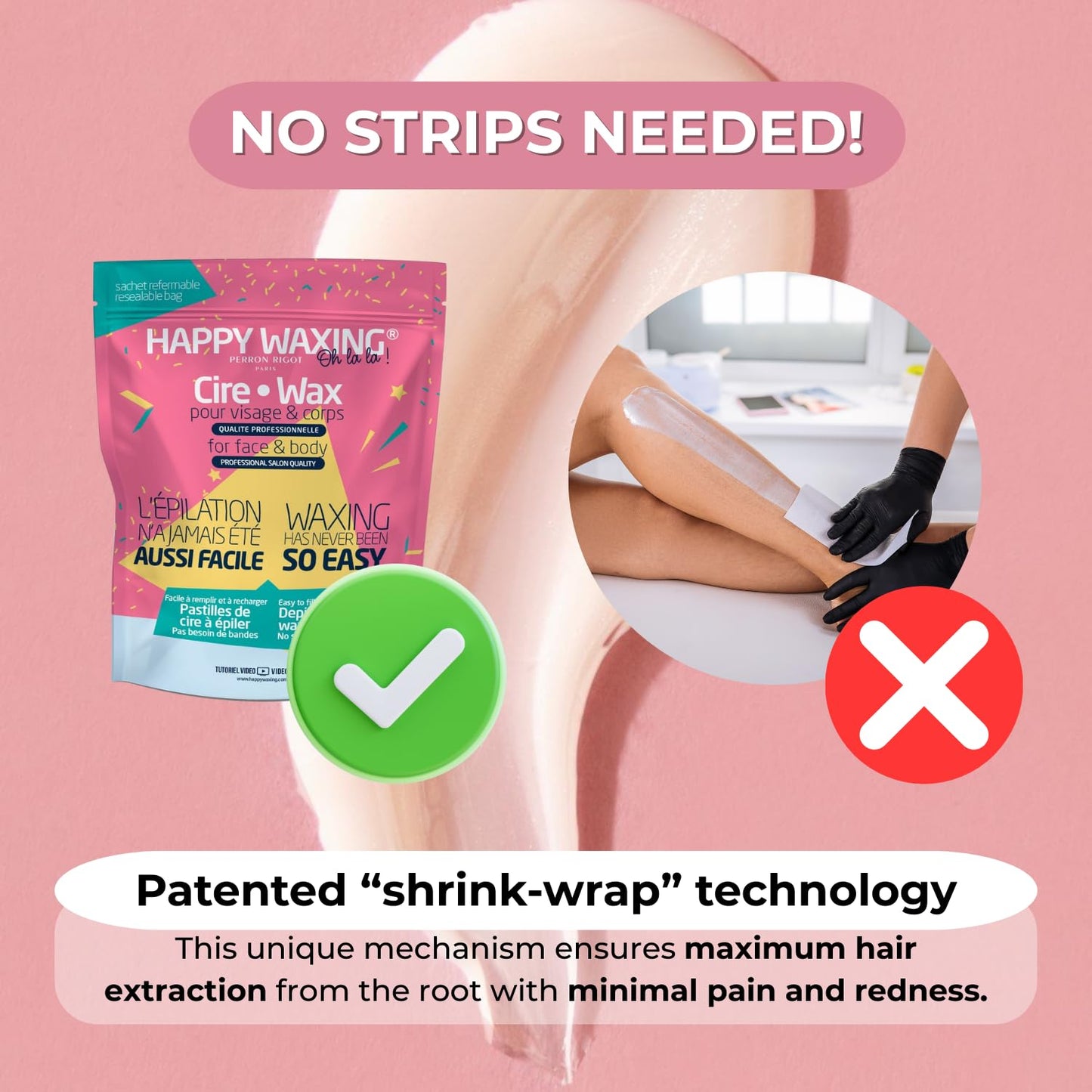 Refill Hard Wax Beads - Premium Polymer Hair Removal Wax for Sensitive Skin | 14.11oz / 400g, Painless & Hypoallergenic
