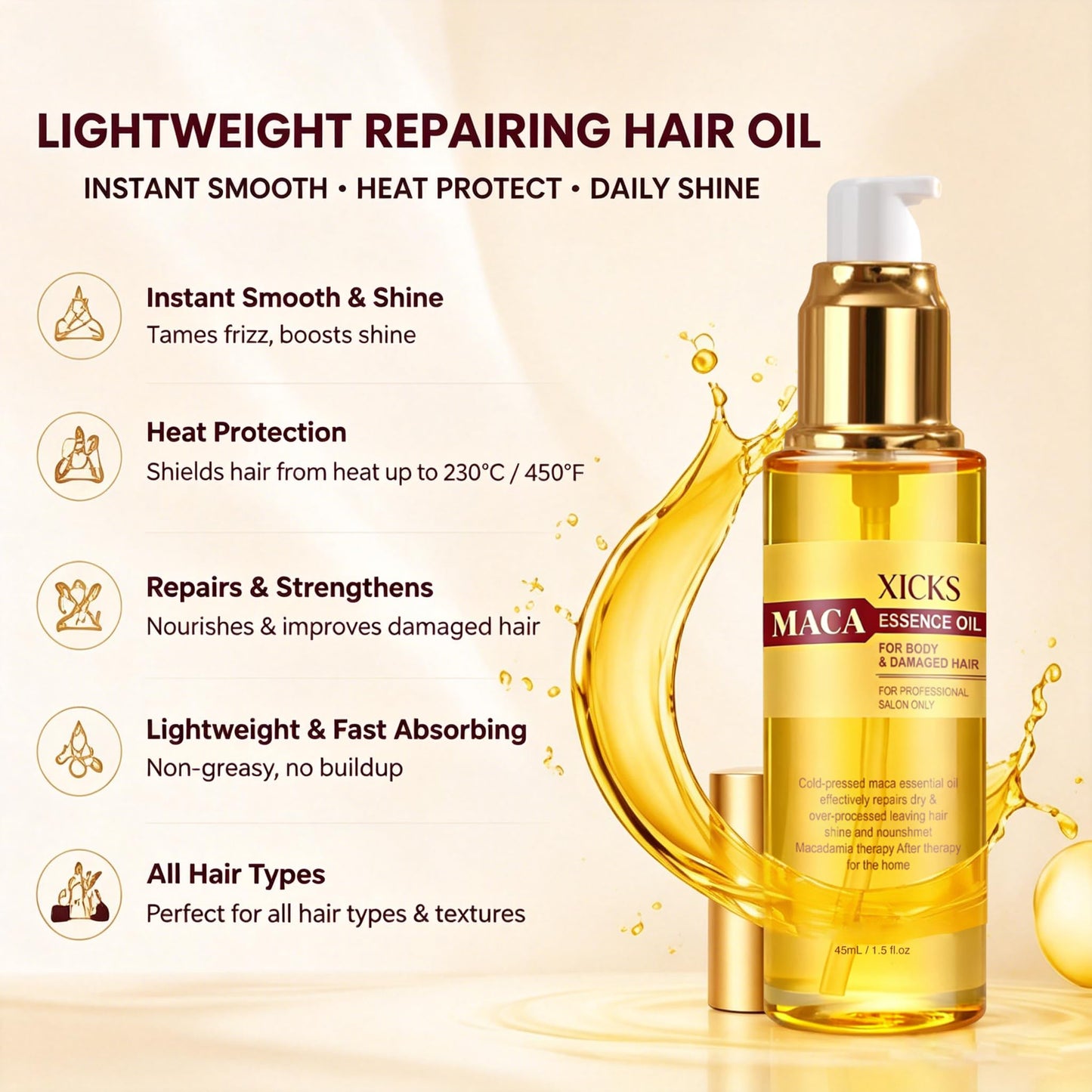 Moroccan Maca Hair Mask & Maca Essence Oil Set 15.9+1.5 Fl Oz