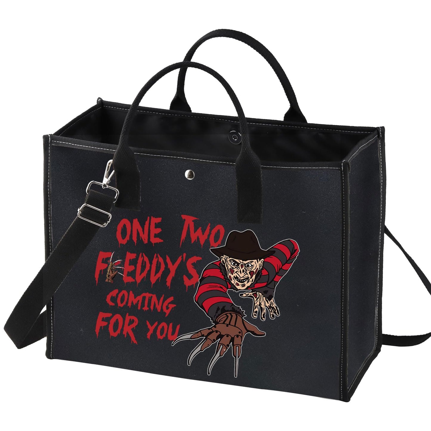 BWWKTOP Night Stalker Cosmetic Makeup Bag Horror Killer Inspired Gifts One Two Coming For You Zipper Bag Halloween Party Merch (One Two Freddy BG)