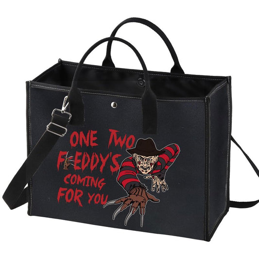 BWWKTOP Night Stalker Cosmetic Makeup Bag Horror Killer Inspired Gifts One Two Coming For You Zipper Bag Halloween Party Merch (One Two Freddy BG)