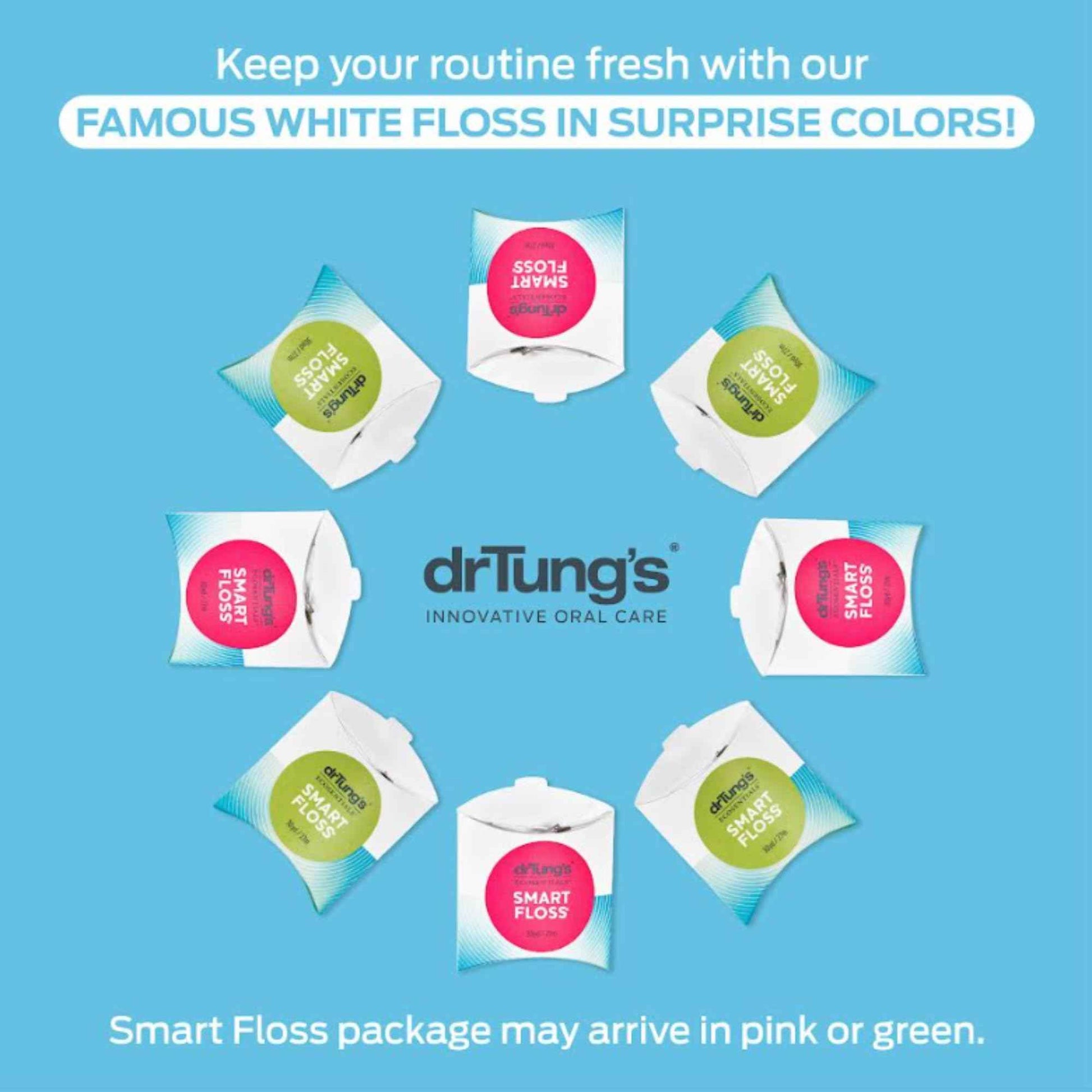 DrTung's Smart Floss - Natural Floss, PTFE & PFAS Free Floss, Gentle on Gums, Expands & Stretches, BPA Free - Natural Dental Floss Cardamom Flavor (Pack of 3)