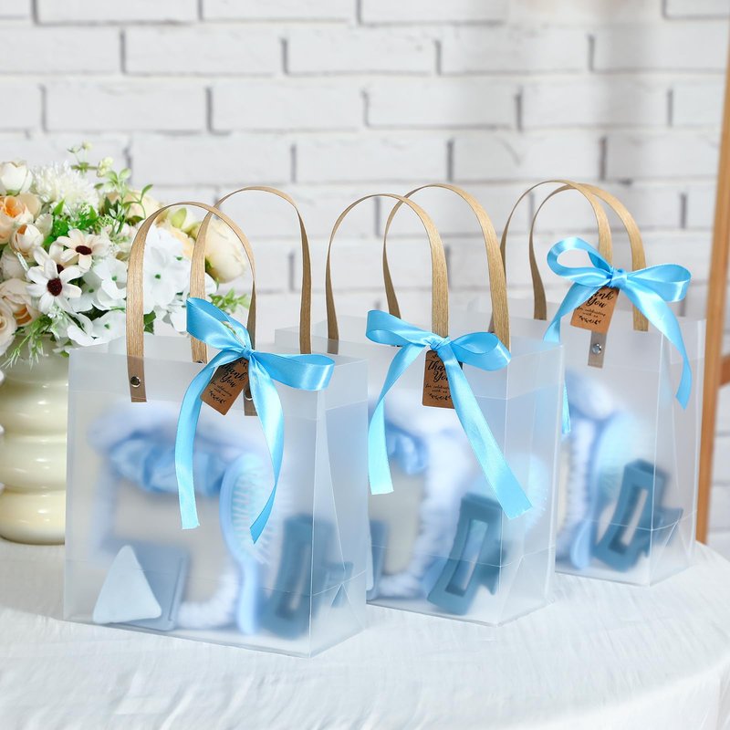 Knitgrip 55pcs Baby Shower Prizes for Winners Gifts Including Headband Hairbrush Jewelry Box Compact Mirror Powder Puff Hair Tie Claw Gift Bag for Game Baby Wedding Bridal Shower(Blue)