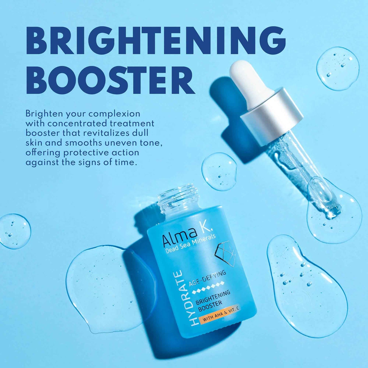 Alma K Brightening Booster - Vitamin C Face Serum with AHA, Hydrating and Brightening Serum for Women, Anti Aging, Improve Appearance of Fine Lines & Wrinkles - 1 oz