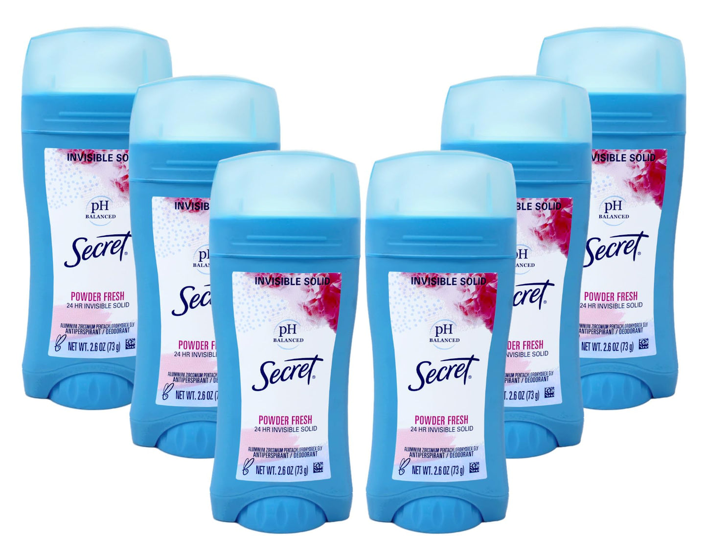 Secret Anti-Perspirant/Deodorant, Invisible Solid, Powder Fresh, 2.6 Oz (Pack of 6)