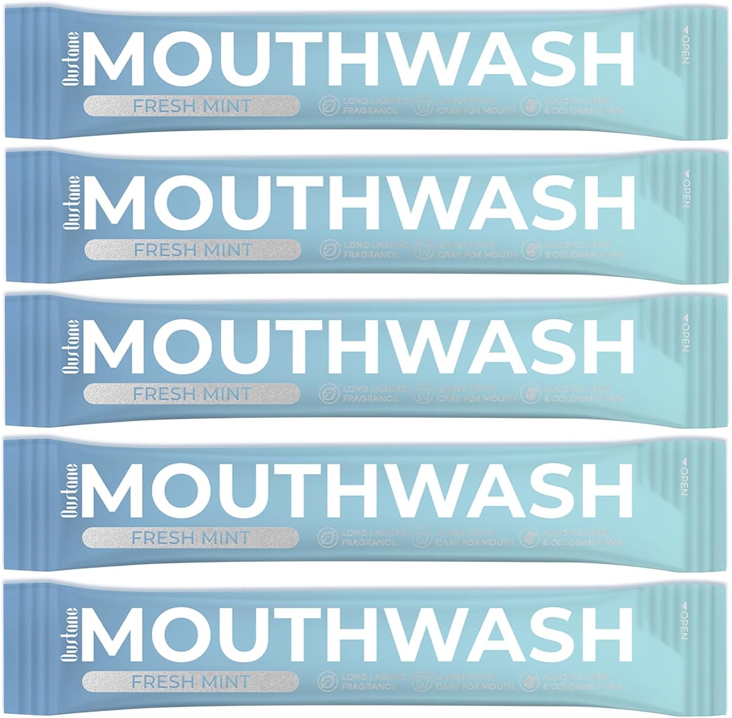 Fresh Mint Mouthwash - Alcohol-Free Travel Size Packets | 15ml, Long-Lasting Freshness (20 Pack)