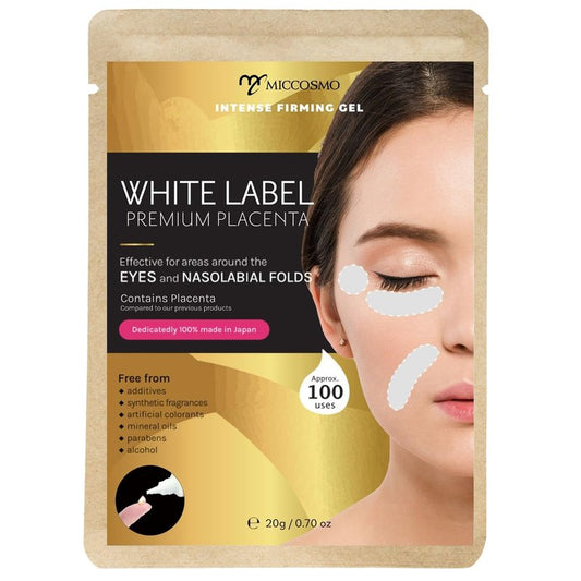 ホワイトラベル White Label Placenta Rich Gold Gel 30g – Moisturizing Gel with Placenta Extract, Hyaluronic Acid, Collagen & Ceramides – Gentle Care for Eye & Mouth Area – For Supple, Healthy-Looking Skin