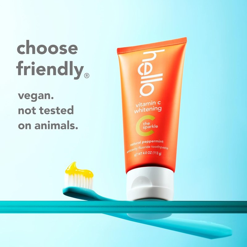 Vitamin C Whitening Toothpaste - SLS Free Fluoride Formula | Natural Peppermint, 2 Pack, 4 Oz Tubes