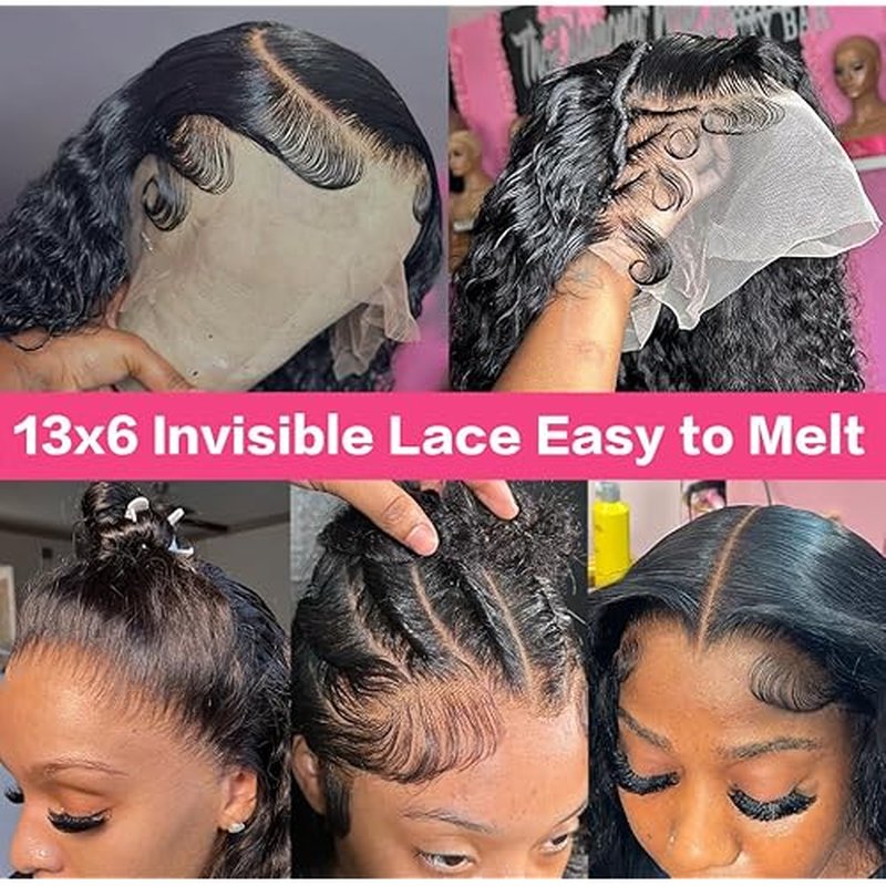 20 Inch Deep Wave Lace Front Wigs Human Hair 200 Density 13x6 Transparent Lace Frontal Wigs Human Hair Pre Plucked Deep Curly Human Hair Wig